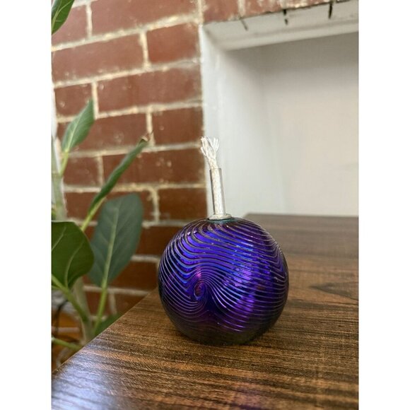 Iridescent Glass Oil Lamp with Wick - Picture 1 of 10